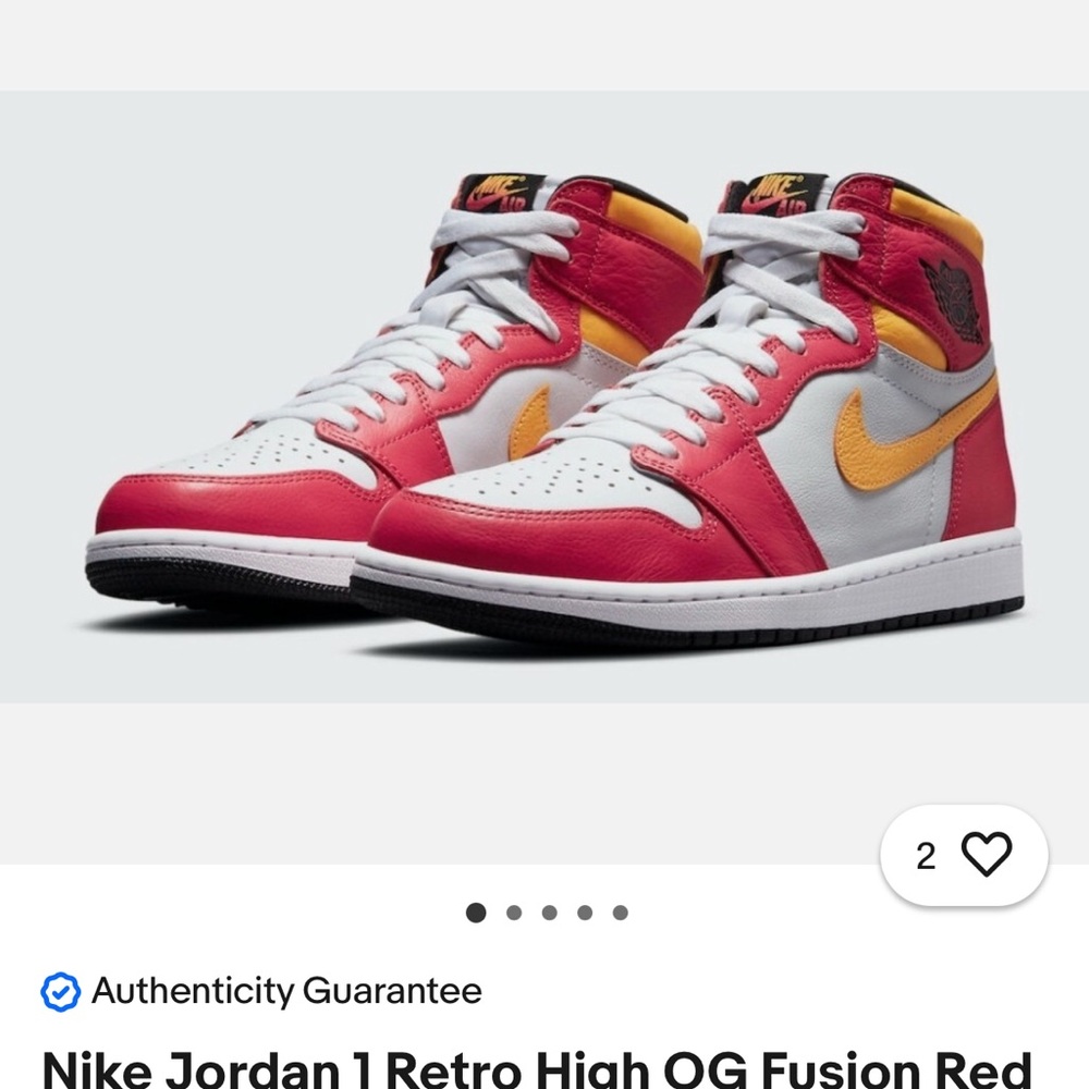 Nike Air Jordan 1 Retro High OG - White, Fusion Red & Yellow